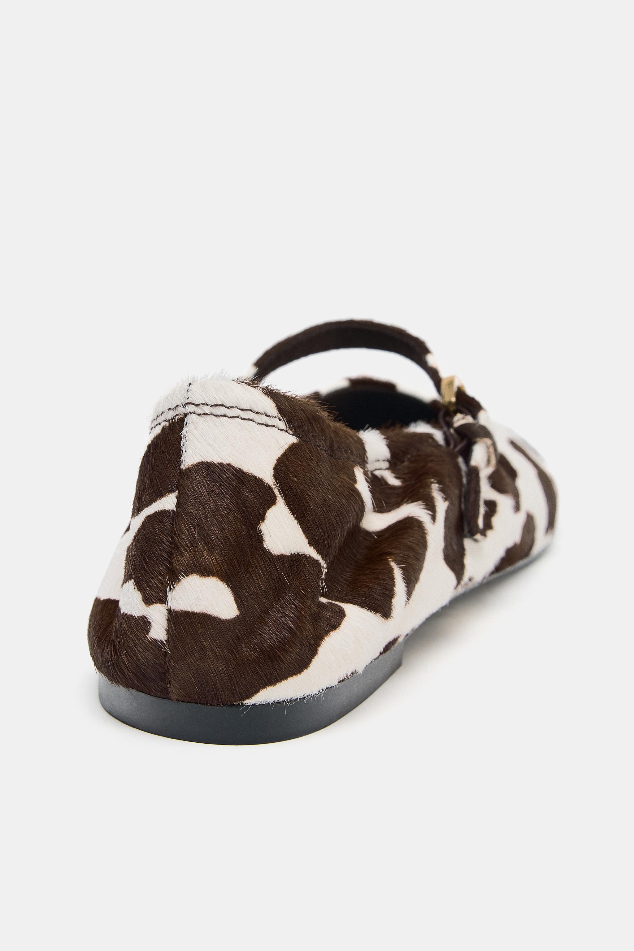 PRINTED LEATHER BALLET FLATS
